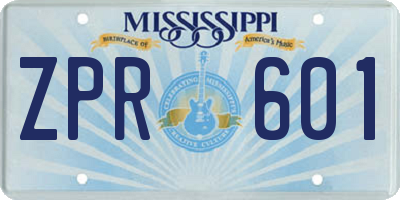 MS license plate ZPR601