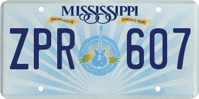 MS license plate ZPR607