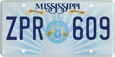 MS license plate ZPR609