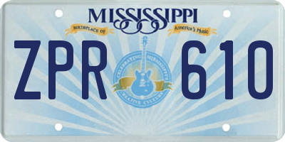 MS license plate ZPR610
