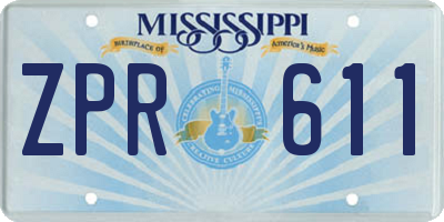 MS license plate ZPR611