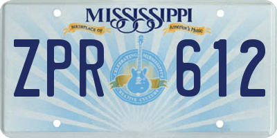 MS license plate ZPR612