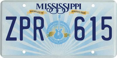 MS license plate ZPR615