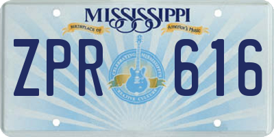 MS license plate ZPR616