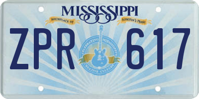 MS license plate ZPR617