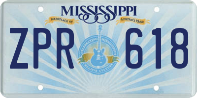 MS license plate ZPR618