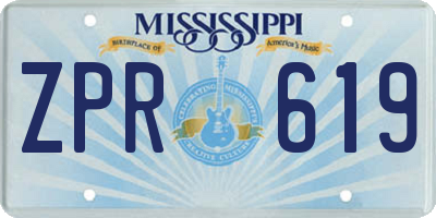MS license plate ZPR619