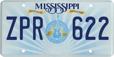 MS license plate ZPR622