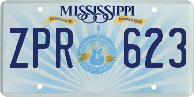 MS license plate ZPR623