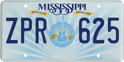 MS license plate ZPR625