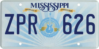 MS license plate ZPR626