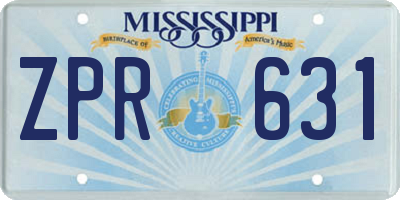 MS license plate ZPR631