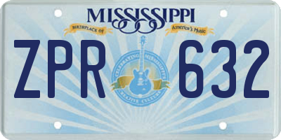 MS license plate ZPR632