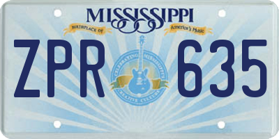 MS license plate ZPR635