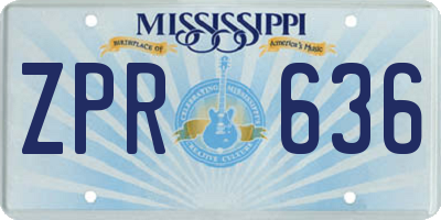 MS license plate ZPR636