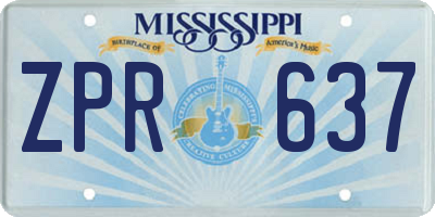 MS license plate ZPR637