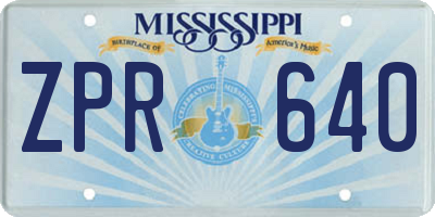 MS license plate ZPR640
