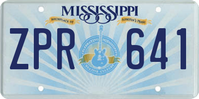 MS license plate ZPR641