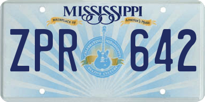 MS license plate ZPR642