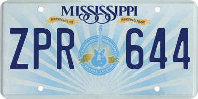 MS license plate ZPR644
