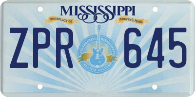 MS license plate ZPR645
