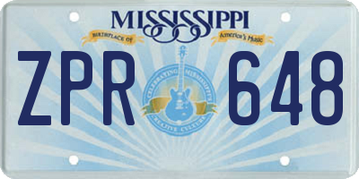 MS license plate ZPR648