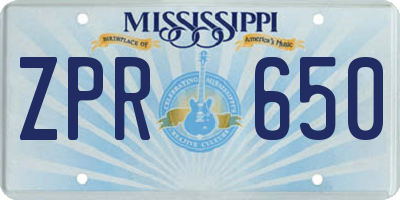 MS license plate ZPR650