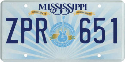 MS license plate ZPR651