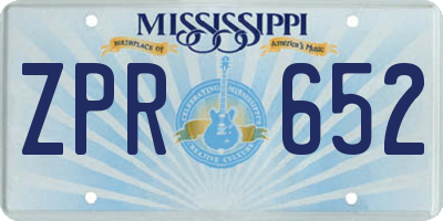 MS license plate ZPR652