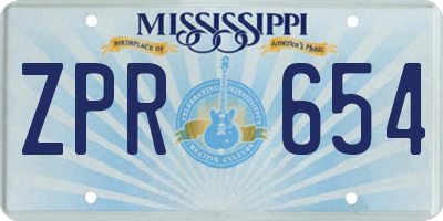 MS license plate ZPR654