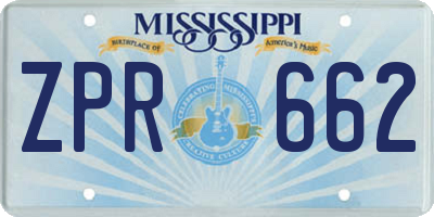 MS license plate ZPR662