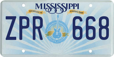 MS license plate ZPR668