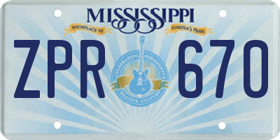MS license plate ZPR670