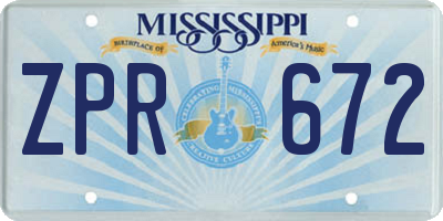 MS license plate ZPR672