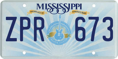 MS license plate ZPR673