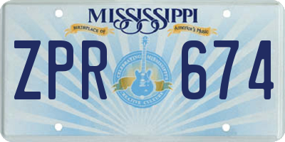 MS license plate ZPR674
