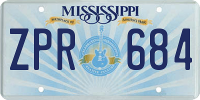 MS license plate ZPR684