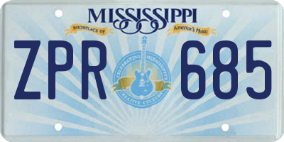 MS license plate ZPR685