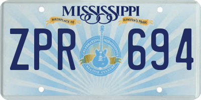 MS license plate ZPR694