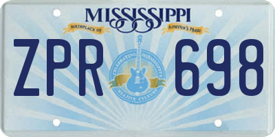 MS license plate ZPR698