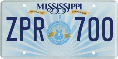 MS license plate ZPR700