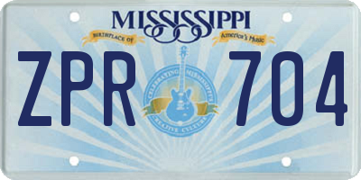 MS license plate ZPR704