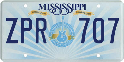 MS license plate ZPR707