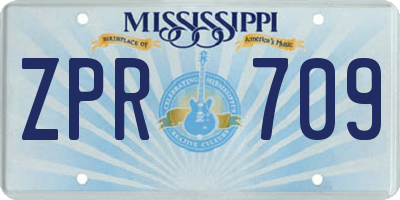 MS license plate ZPR709