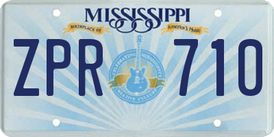 MS license plate ZPR710