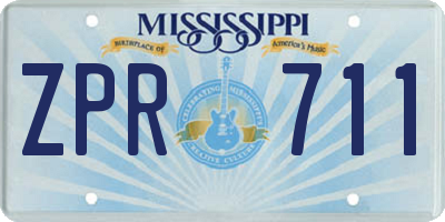 MS license plate ZPR711
