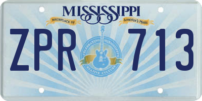 MS license plate ZPR713