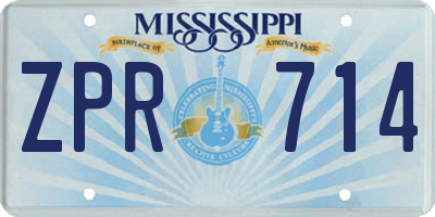 MS license plate ZPR714