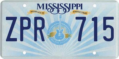 MS license plate ZPR715