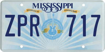 MS license plate ZPR717